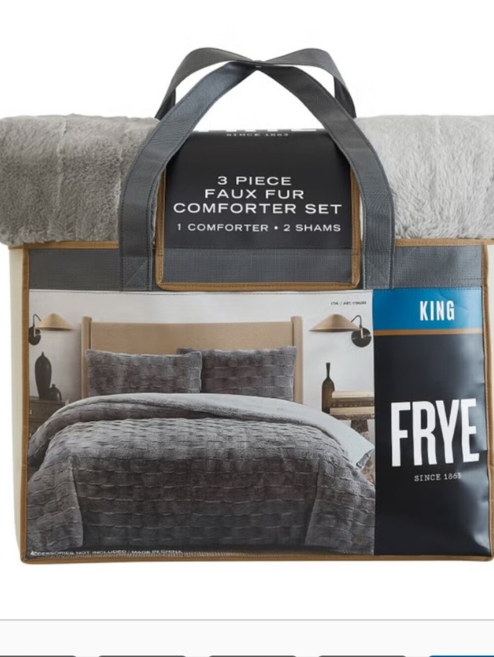 FRYE 3-piece Faux Fur Comforter Set, New, KING
